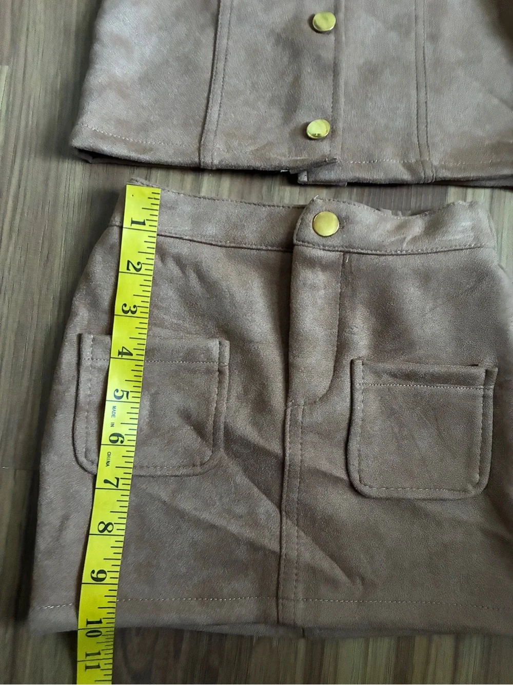 Btween Girls Faux Suede 2-Piece Jacket & Skirt Set Brown 2T
